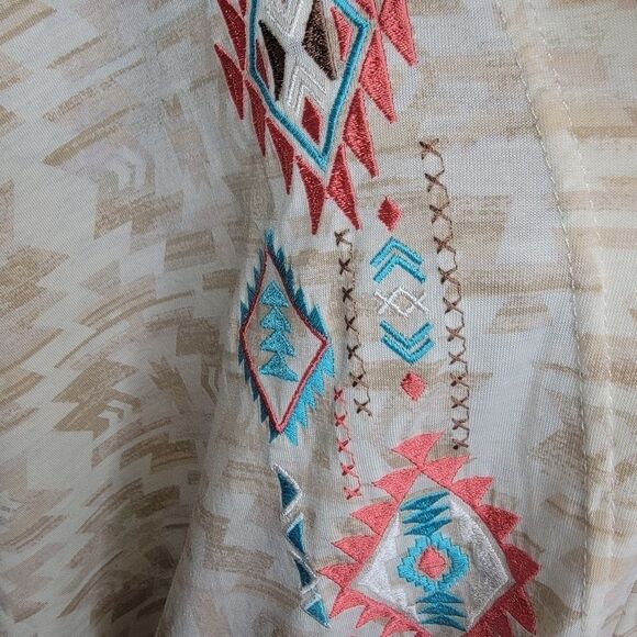 Panhandle Nwot southwest print embroidered open front cardigan s/m - Picture 3 of 6